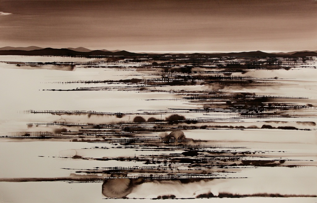 LakePerry Overflow,ink on paper, 66x112cm