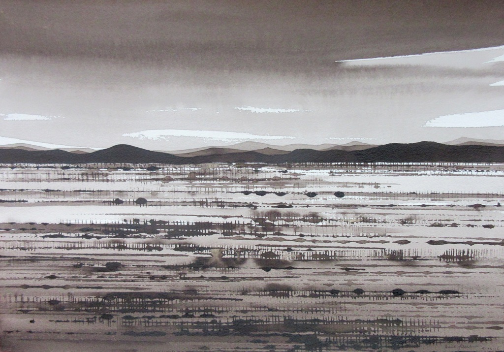 Desert Field and Spinifex, ink on paper, 30c42cm